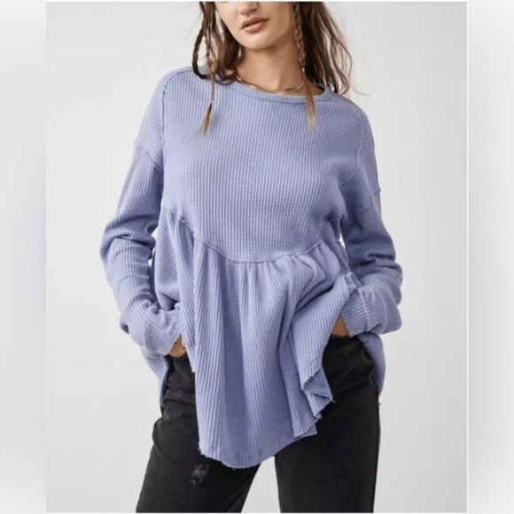 We The Free Tops - Free People Oh My Babydoll Waffle
Thermal Shirt Long Sleeve Violet Purple MEDIUM